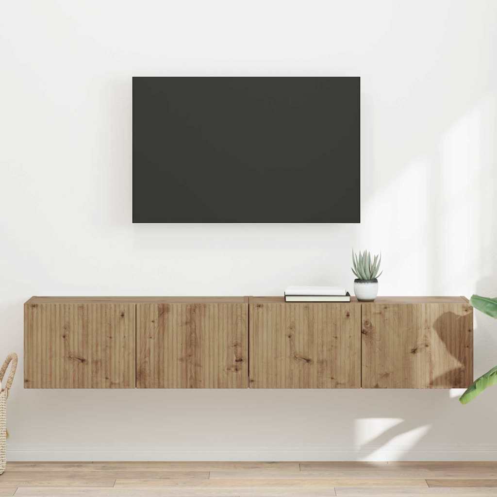 TV Wandkast 2 pcs Ambachtelijk eiken 78,5 x 31 x 29,5 cm is nu te koop bij PeponiXL, paradijselijk wonen!