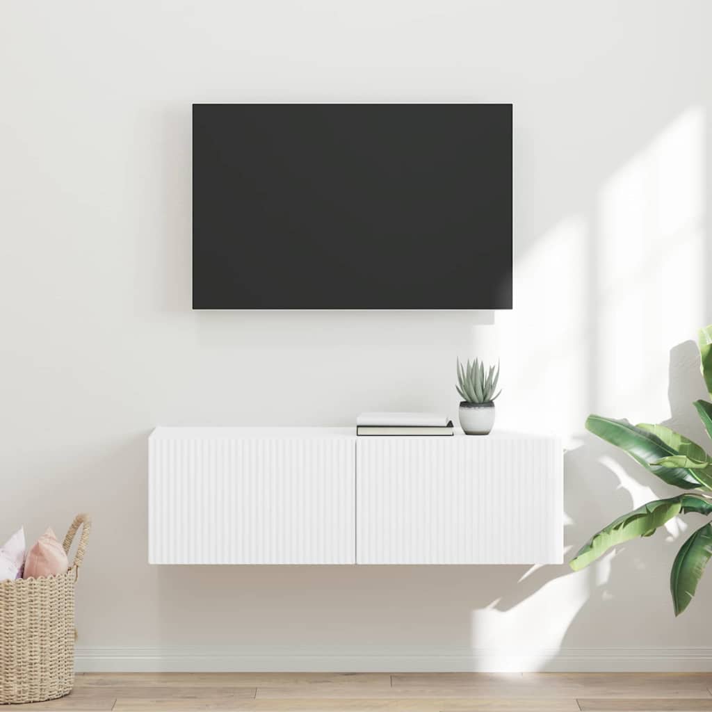 TV Wandkast Wandgemonteerd Wit 98 x 31 x 29,5 cm Bewerkt hout is nu te koop bij PeponiXL, paradijselijk wonen!