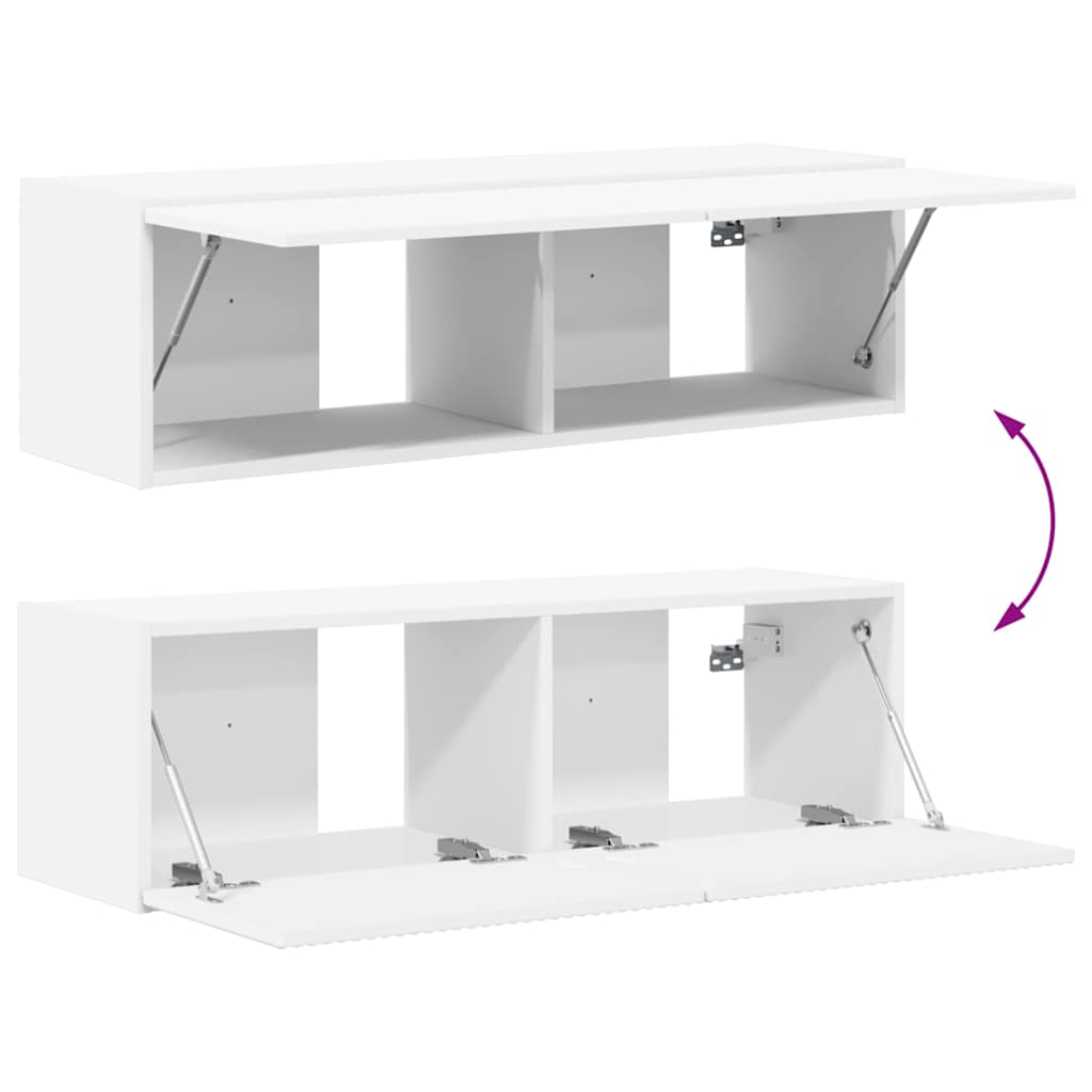 TV Wandkast Wandgemonteerd Wit 98 x 31 x 29,5 cm Bewerkt hout is nu te koop bij PeponiXL, paradijselijk wonen!