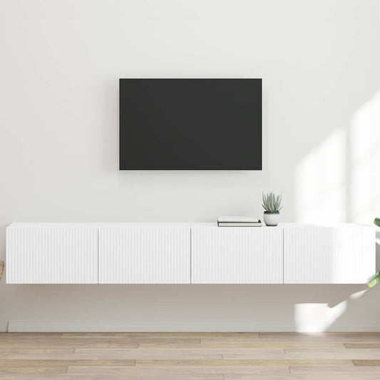 TV Wandkast 2 pcs Wit 98 x 31 x 29,5 cm Bewerkt hout is nu te koop bij PeponiXL, paradijselijk wonen!