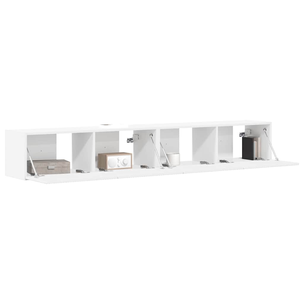 TV Wandkast 2 pcs Wit 98 x 31 x 29,5 cm Bewerkt hout is nu te koop bij PeponiXL, paradijselijk wonen!