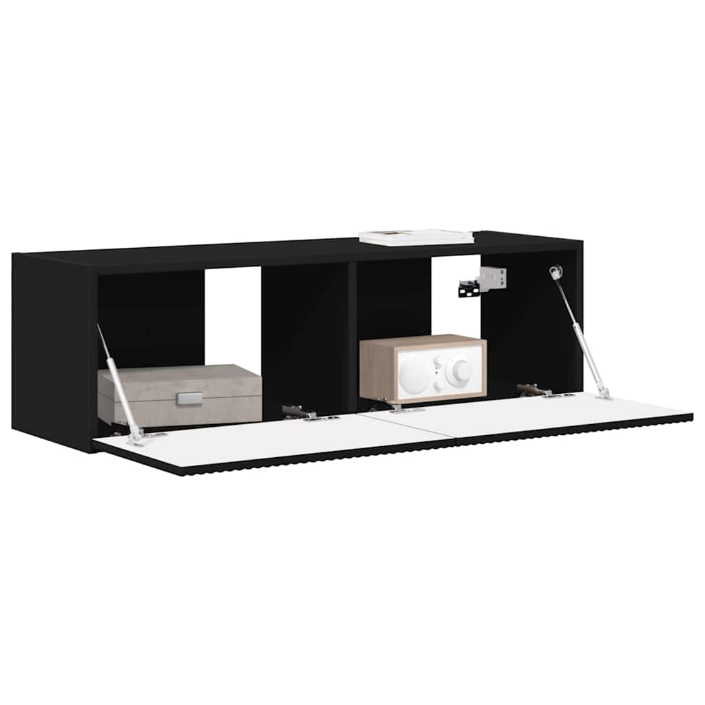 TV Wandkast Wandgemonteerd Zwart 98 x 31 x 29,5 cm Bewerkt hout is nu te koop bij PeponiXL, paradijselijk wonen!