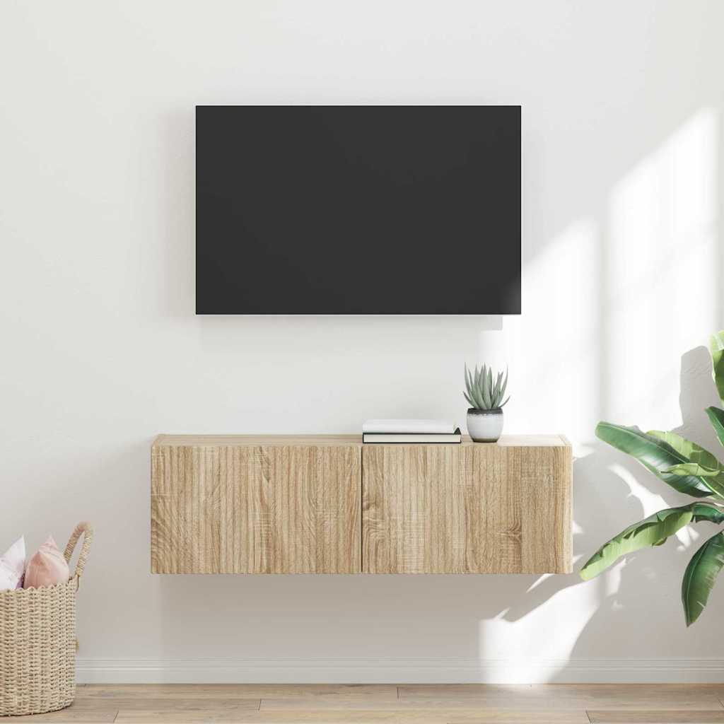 TV Wandkast Sonoma 98 x 31 x 29,5 cm Bewerkt hout is nu te koop bij PeponiXL, paradijselijk wonen!