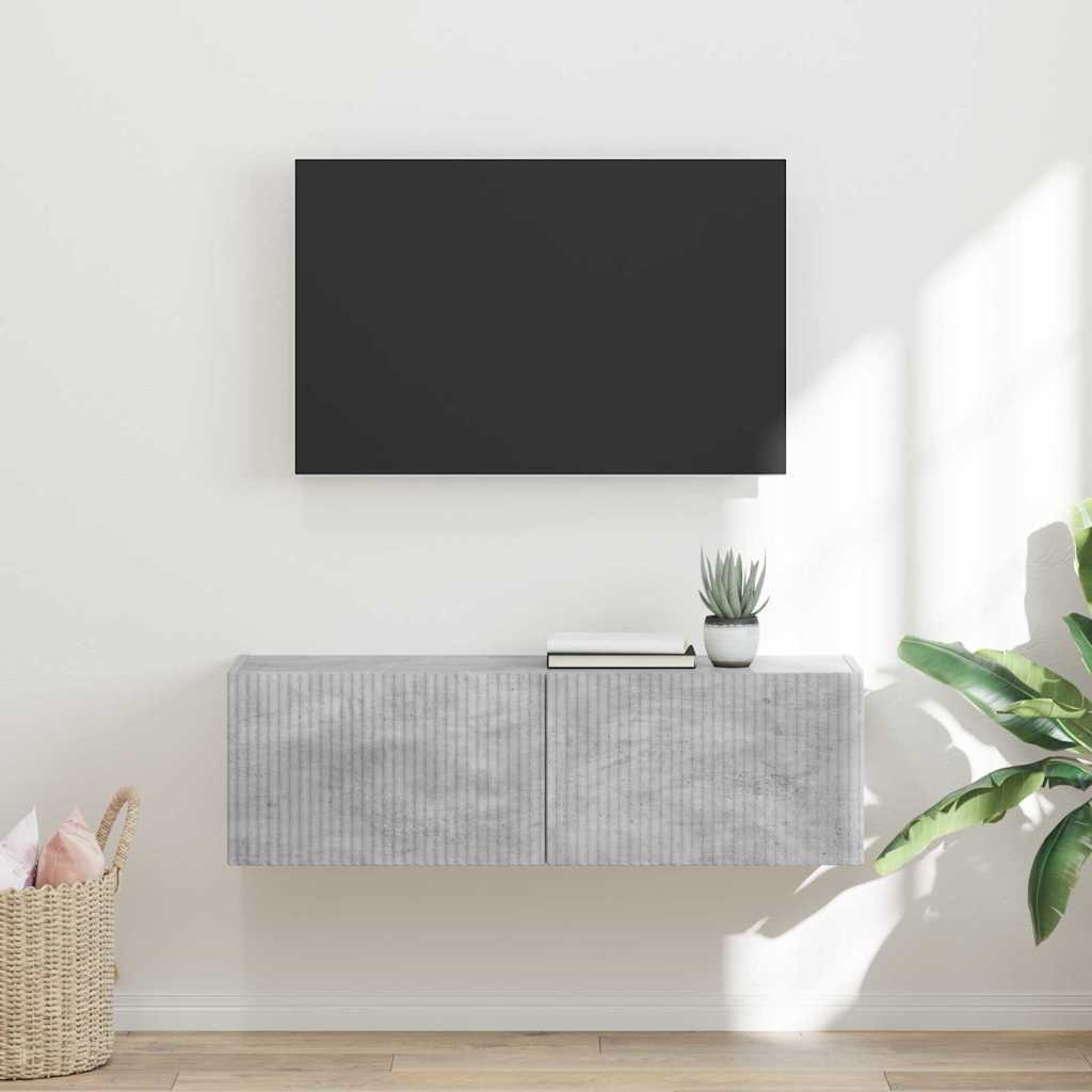TV Wandkast Wandgemonteerd Beton 98 x 31 x 29,5 cm Bewerkt hout is nu te koop bij PeponiXL, paradijselijk wonen!