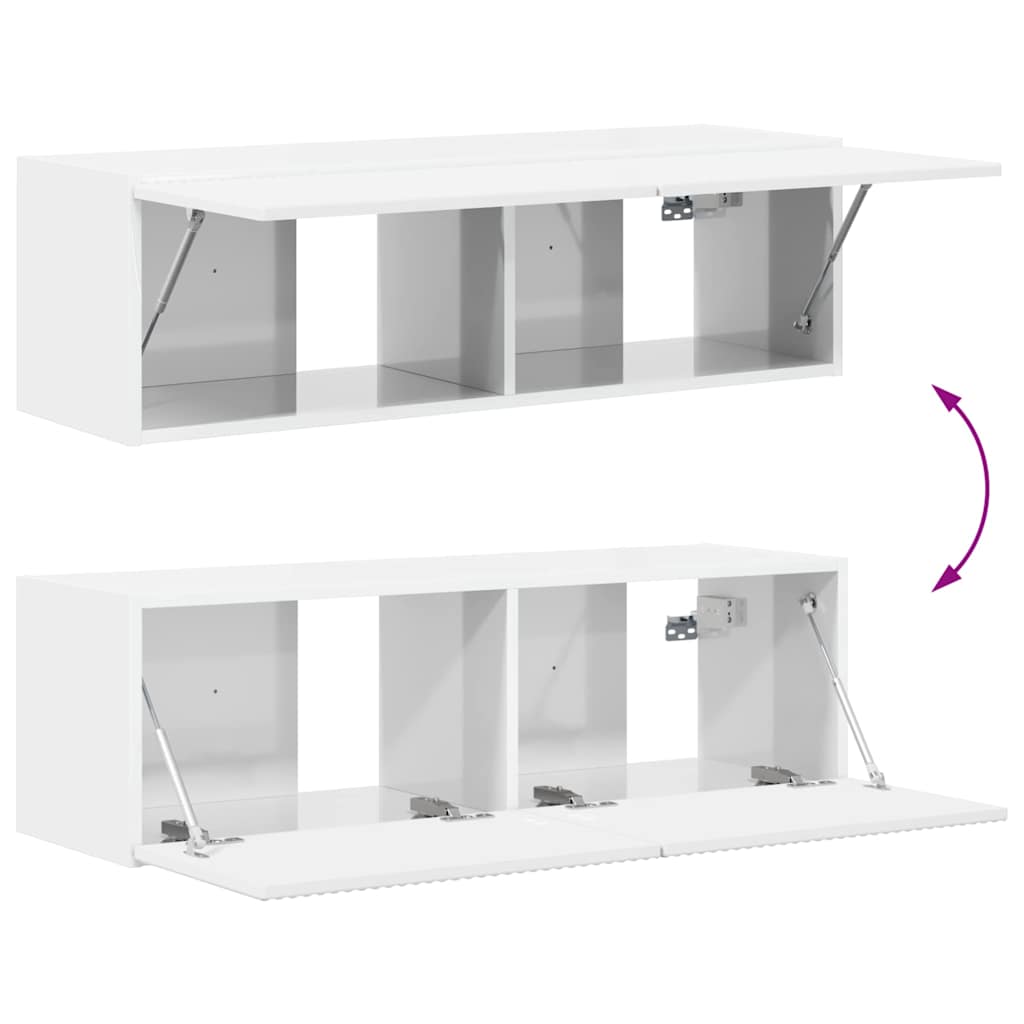 TV Wandkast Glanzend Wit 98 x 31 x 29,5 cm Bewerkt hout is nu te koop bij PeponiXL, paradijselijk wonen!