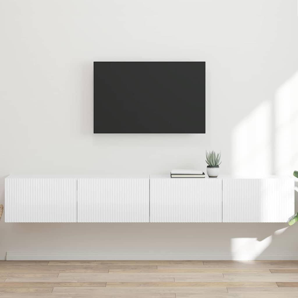 TV Wandkast 2 pcs Glanzend Wit 98 x 31 x 29,5 cm Bewerkt hout is nu te koop bij PeponiXL, paradijselijk wonen!