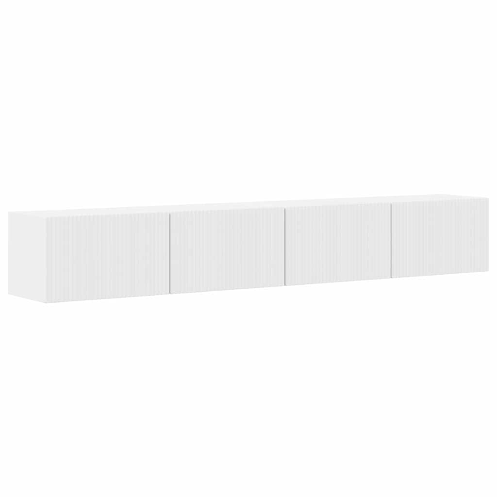 TV Wandkast 2 pcs Glanzend Wit 98 x 31 x 29,5 cm Bewerkt hout is nu te koop bij PeponiXL, paradijselijk wonen!