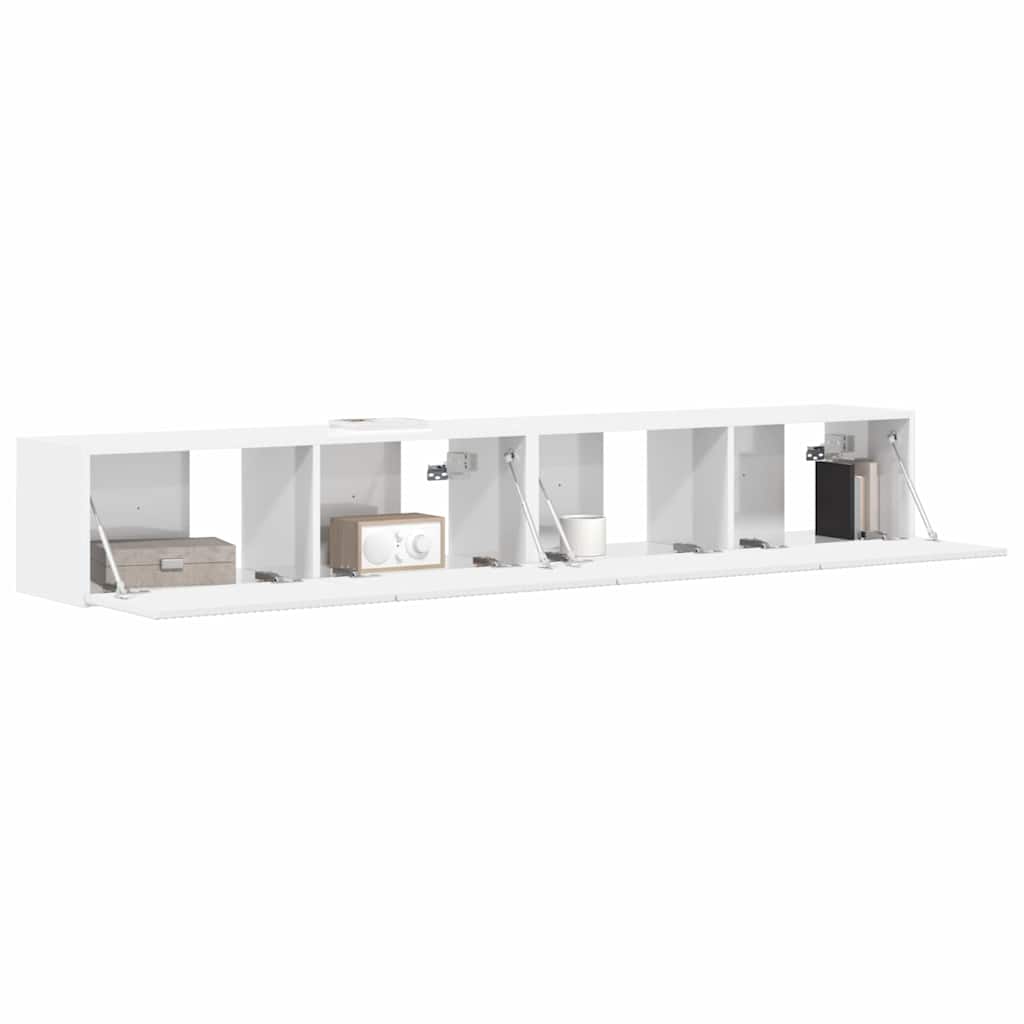 TV Wandkast 2 pcs Glanzend Wit 98 x 31 x 29,5 cm Bewerkt hout is nu te koop bij PeponiXL, paradijselijk wonen!