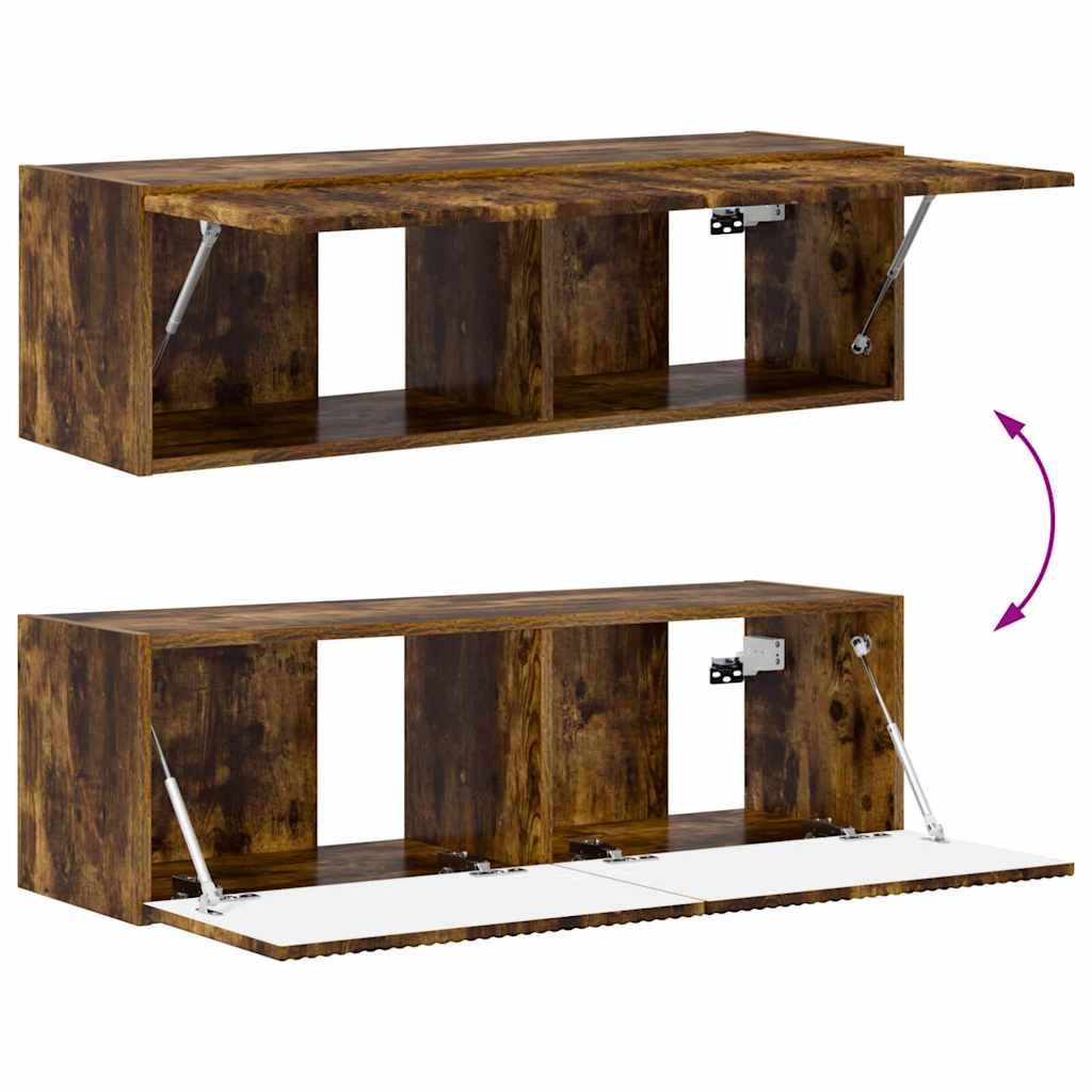 TV Wandkast Gerookt eiken 98 x 31 x 29,5 cm Bewerkt hout is nu te koop bij PeponiXL, paradijselijk wonen!