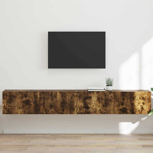 TV Wandkast 2 pcs Gerookt eiken 98 x 31 x 29,5 cm Bewerkt hout is nu te koop bij PeponiXL, paradijselijk wonen!
