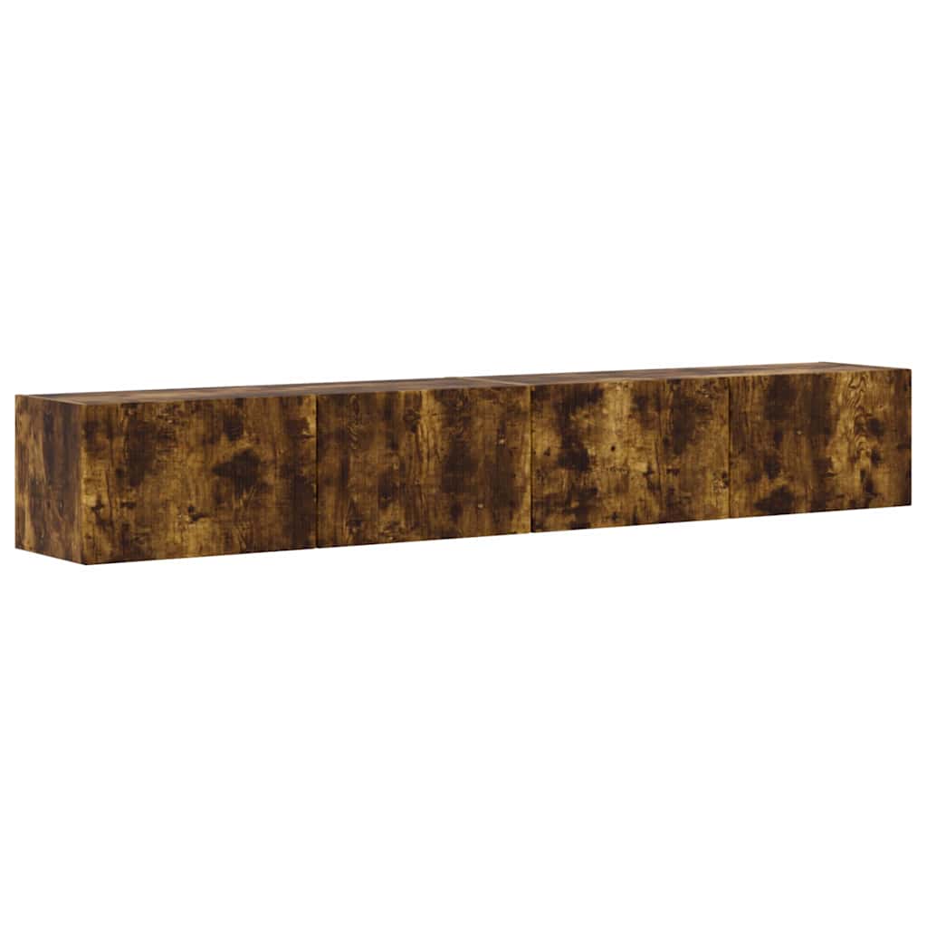 TV Wandkast 2 pcs Gerookt eiken 98 x 31 x 29,5 cm Bewerkt hout is nu te koop bij PeponiXL, paradijselijk wonen!