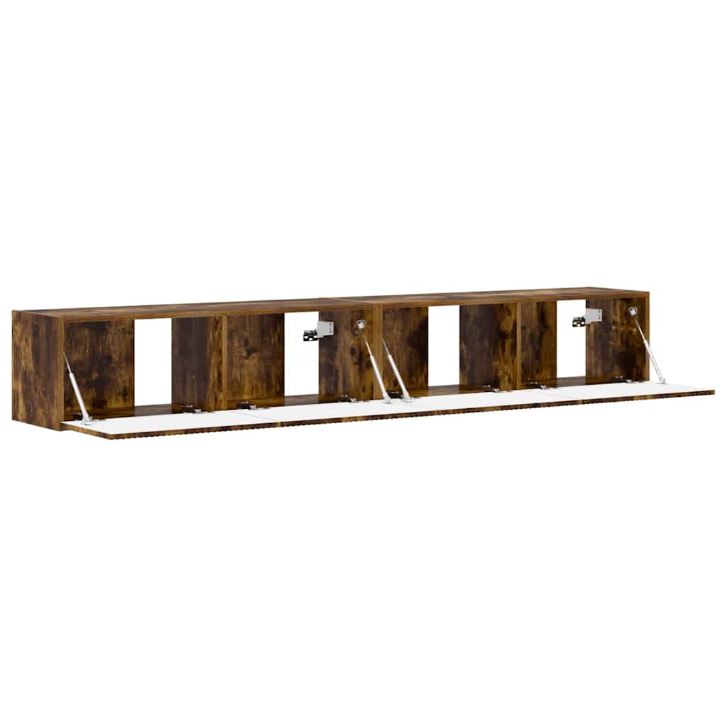 TV Wandkast 2 pcs Gerookt eiken 98 x 31 x 29,5 cm Bewerkt hout is nu te koop bij PeponiXL, paradijselijk wonen!