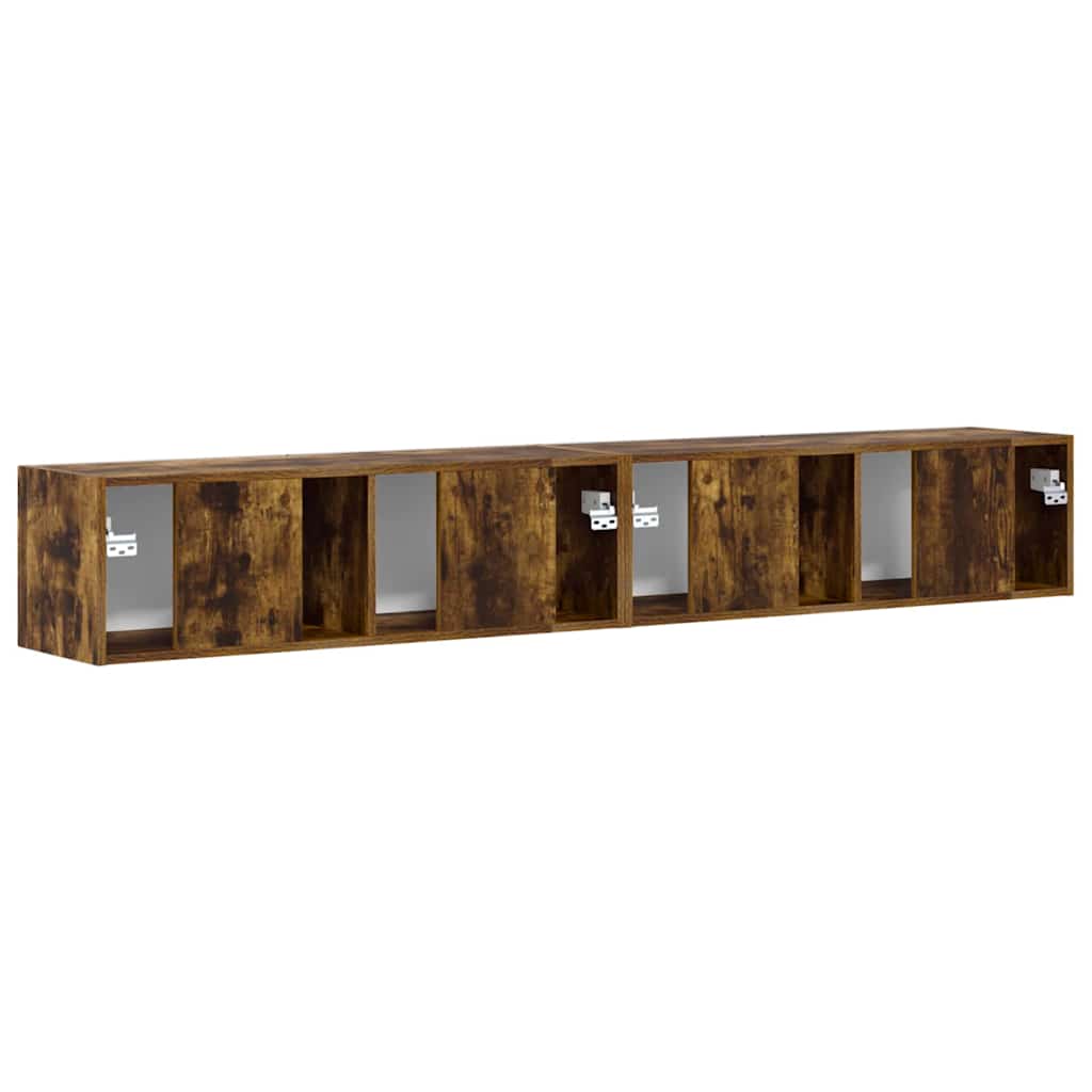 TV Wandkast 2 pcs Gerookt eiken 98 x 31 x 29,5 cm Bewerkt hout is nu te koop bij PeponiXL, paradijselijk wonen!