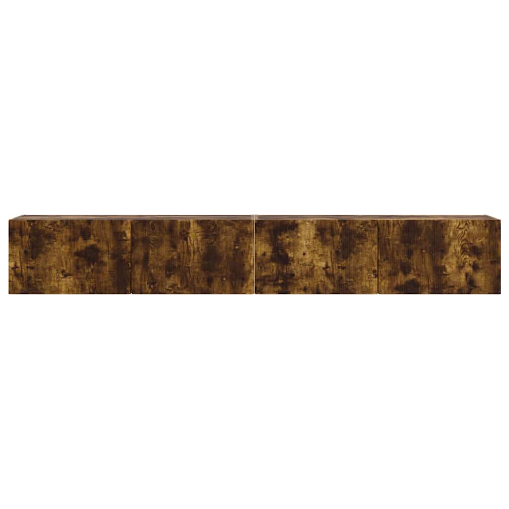 TV Wandkast 2 pcs Gerookt eiken 98 x 31 x 29,5 cm Bewerkt hout is nu te koop bij PeponiXL, paradijselijk wonen!