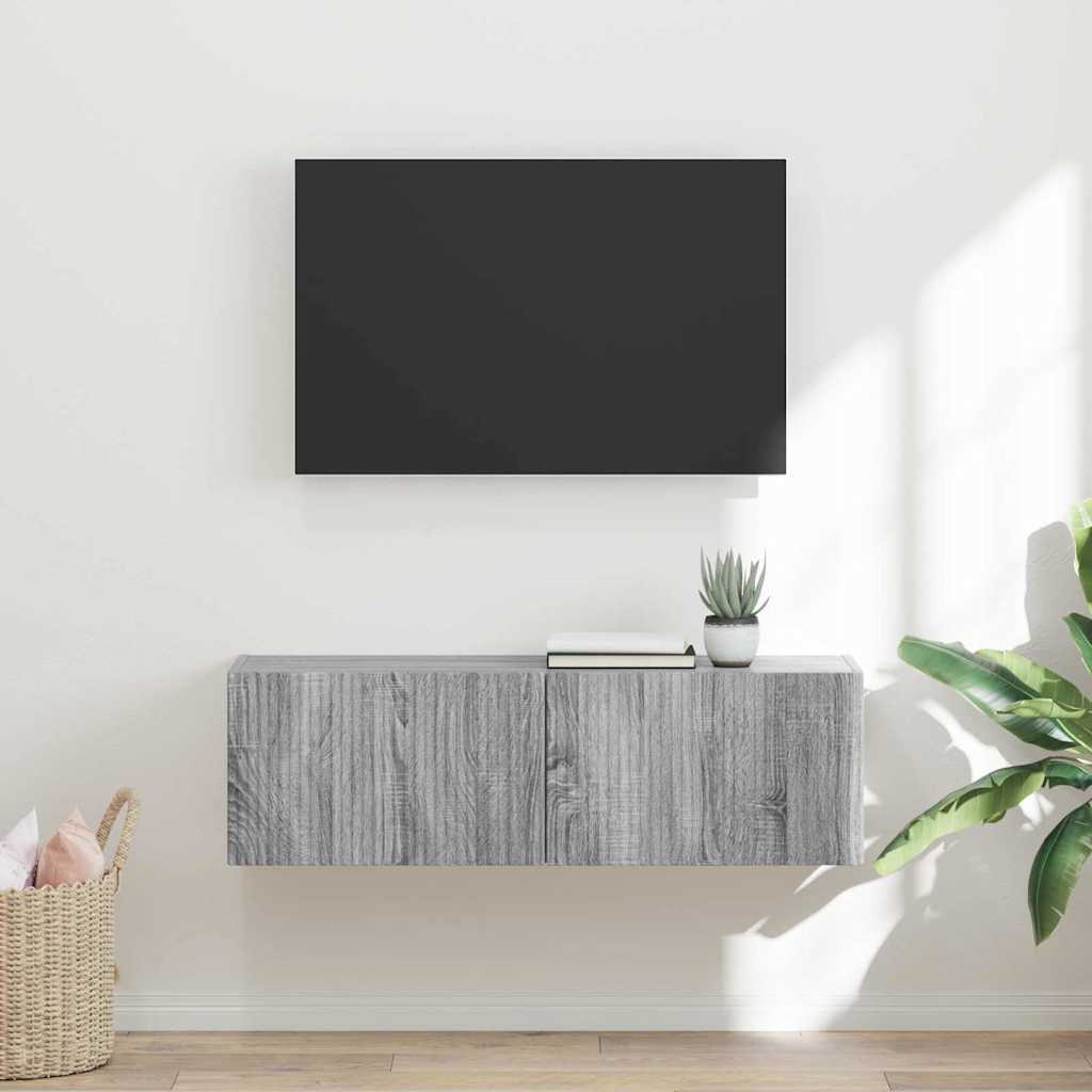 TV Wandkast Grijs Sonoma 98 x 31 x 29,5 cm Bewerkt hout is nu te koop bij PeponiXL, paradijselijk wonen!