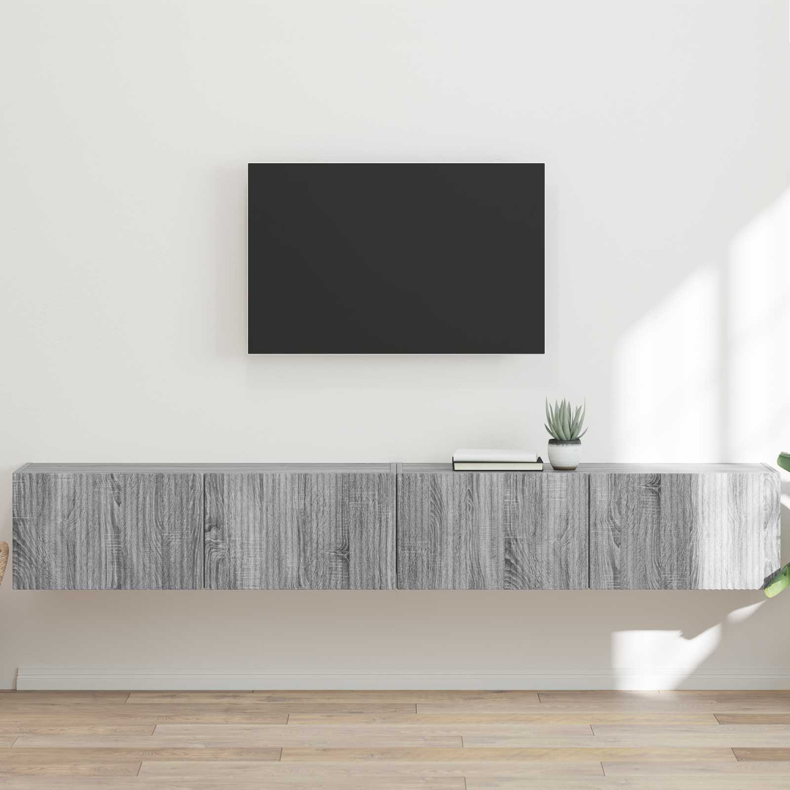 TV Wandkast 2 pcs Grijs Sonoma 98 x 31 x 29,5 cm Bewerkt hout is nu te koop bij PeponiXL, paradijselijk wonen!