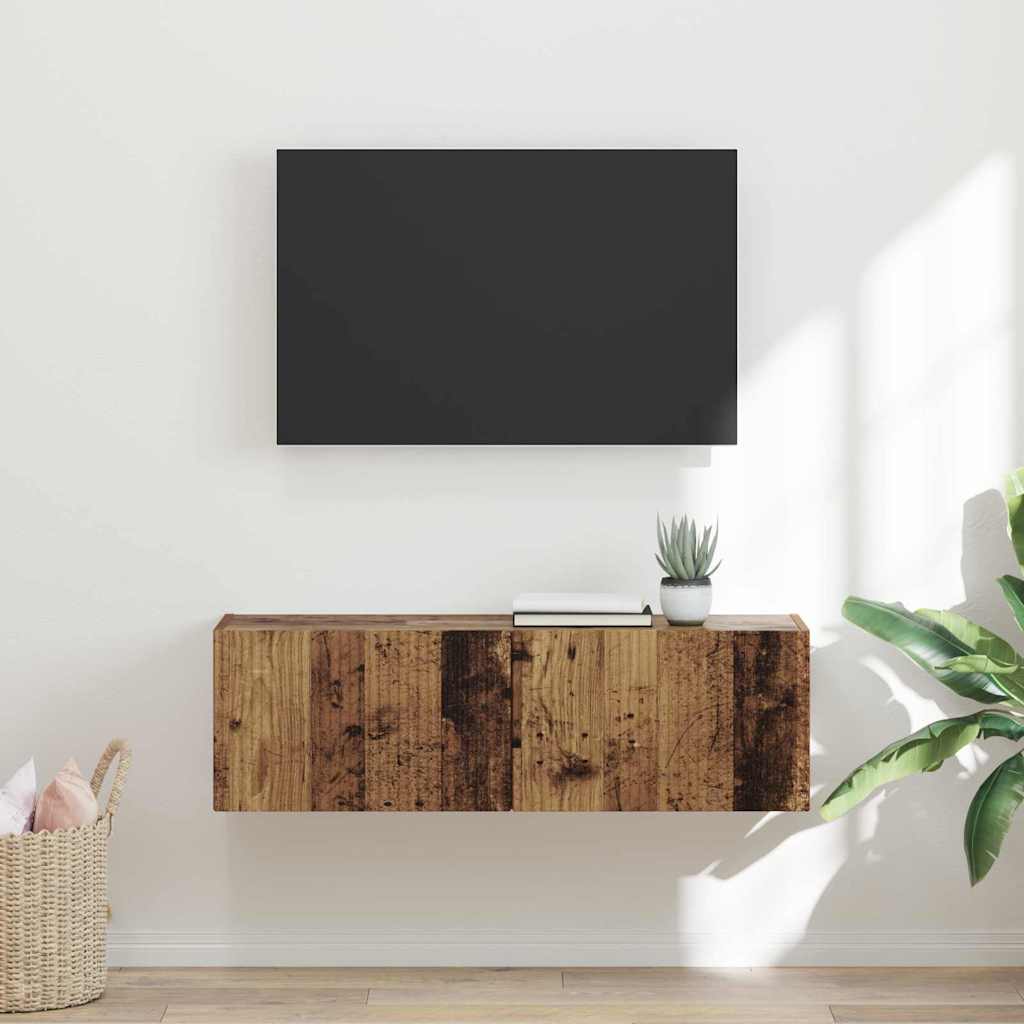 TV Wandkast Oud Hout 98 x 31 x 29,5 cm Bewerkt hout is nu te koop bij PeponiXL, paradijselijk wonen!