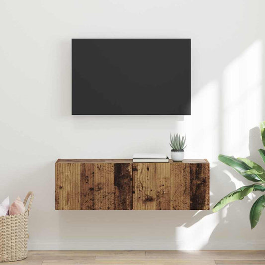 TV Wandkast Oud Hout 98 x 31 x 29,5 cm Bewerkt hout is nu te koop bij PeponiXL, paradijselijk wonen!