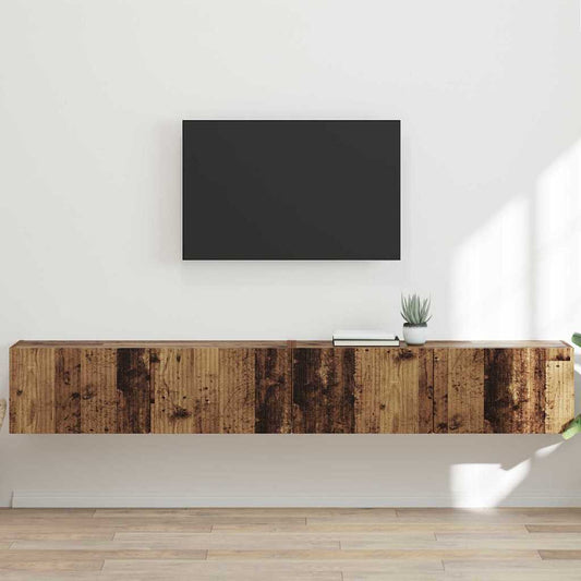 TV Wandkast 2 pcs Oud Hout 98 x 31 x 29,5 cm Bewerkt hout is nu te koop bij PeponiXL, paradijselijk wonen!