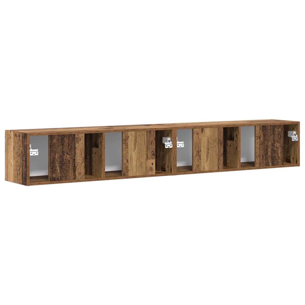 TV Wandkast 2 pcs Oud Hout 98 x 31 x 29,5 cm Bewerkt hout is nu te koop bij PeponiXL, paradijselijk wonen!