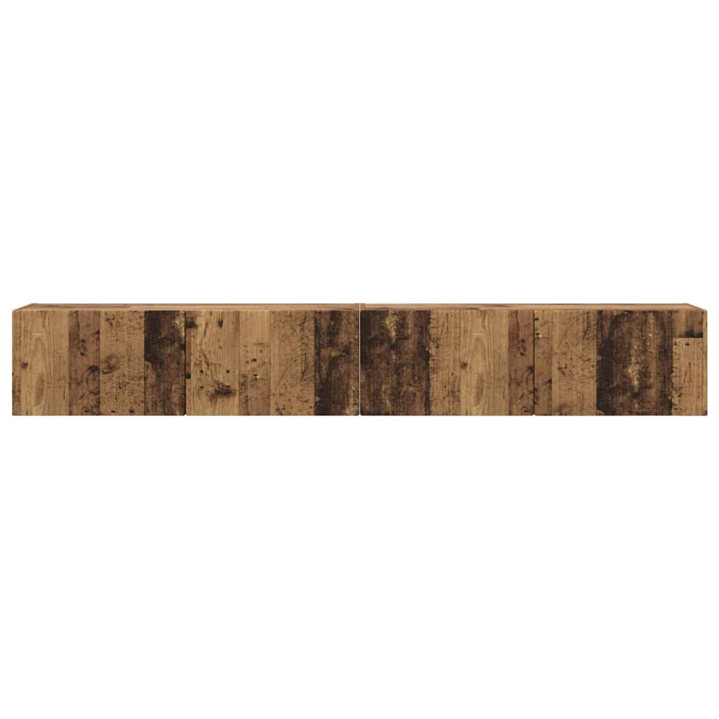 TV Wandkast 2 pcs Oud Hout 98 x 31 x 29,5 cm Bewerkt hout is nu te koop bij PeponiXL, paradijselijk wonen!