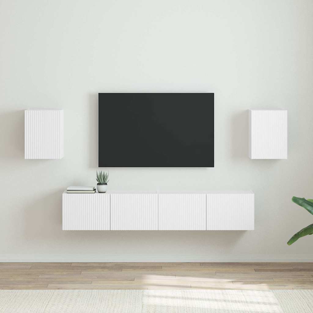 TV Wandkast 2 pcs Wit 30 x 31 x 40 cm Bewerkt hout is nu te koop bij PeponiXL, paradijselijk wonen!