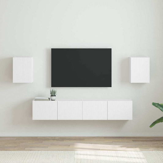 TV Wandkast 2 pcs Wit 30 x 31 x 40 cm Bewerkt hout is nu te koop bij PeponiXL, paradijselijk wonen!
