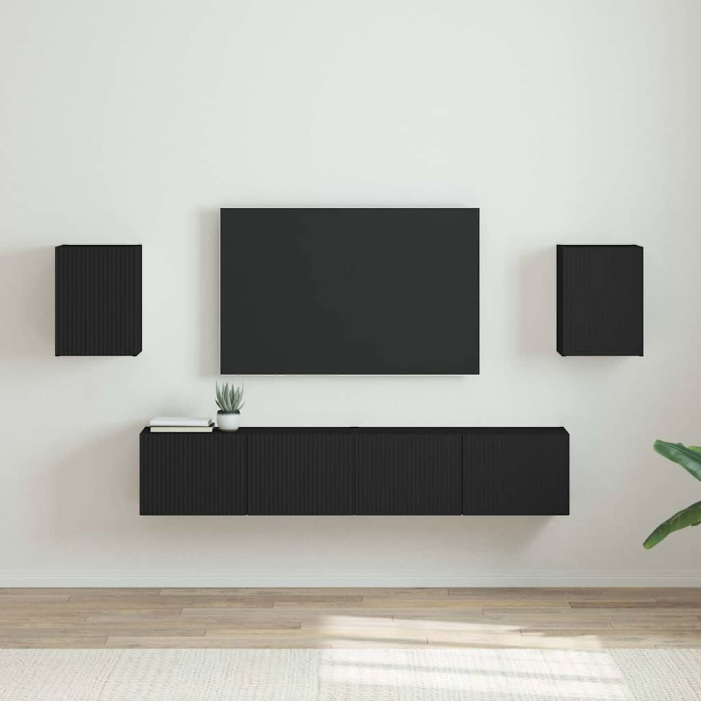 TV Wandkast 2 pcs Zwart 30 x 31 x 40 cm Bewerkt hout is nu te koop bij PeponiXL, paradijselijk wonen!