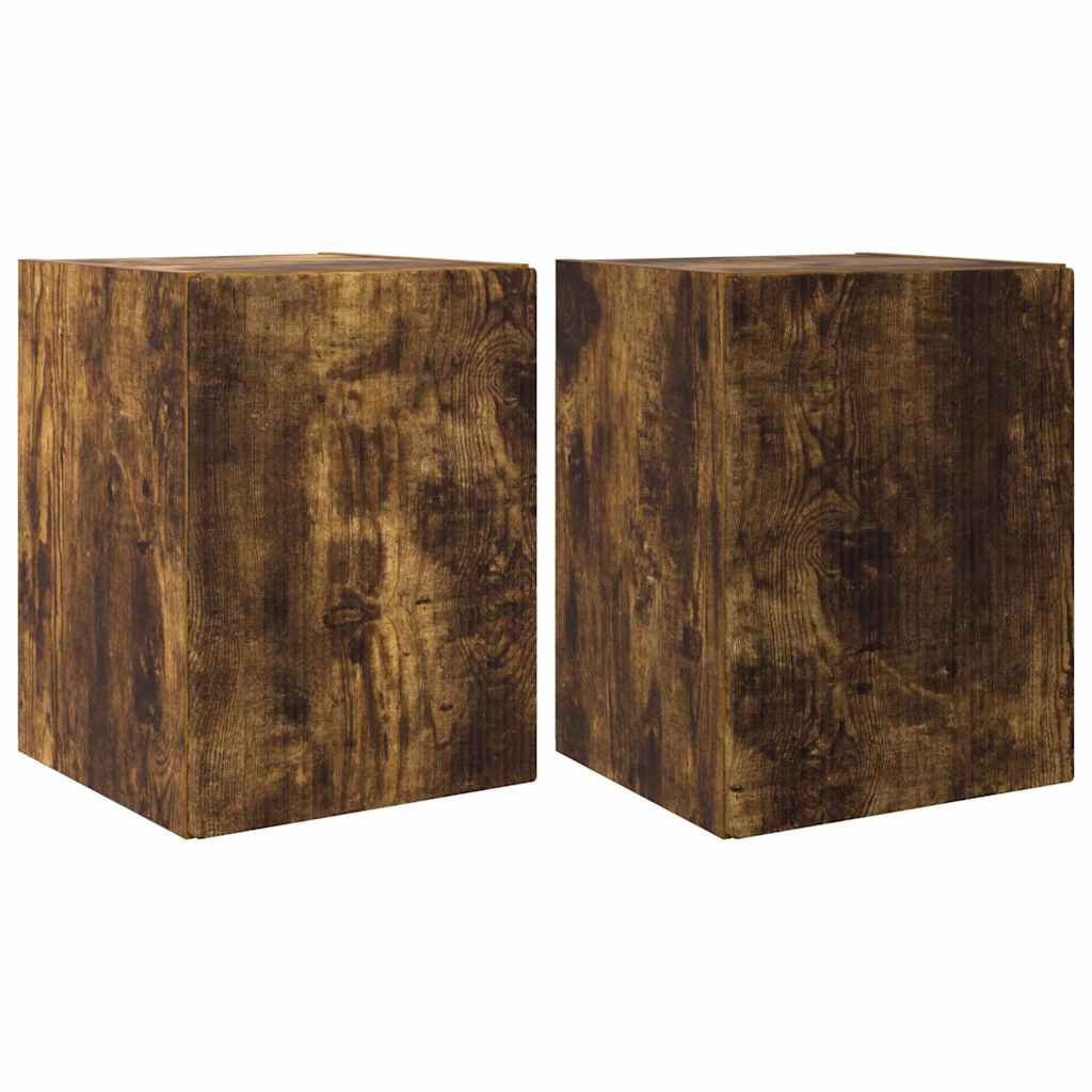 TV Wandkast 2 pcs Gerookt eiken 30 x 31 x 40 cm Bewerkt hout is nu te koop bij PeponiXL, paradijselijk wonen!