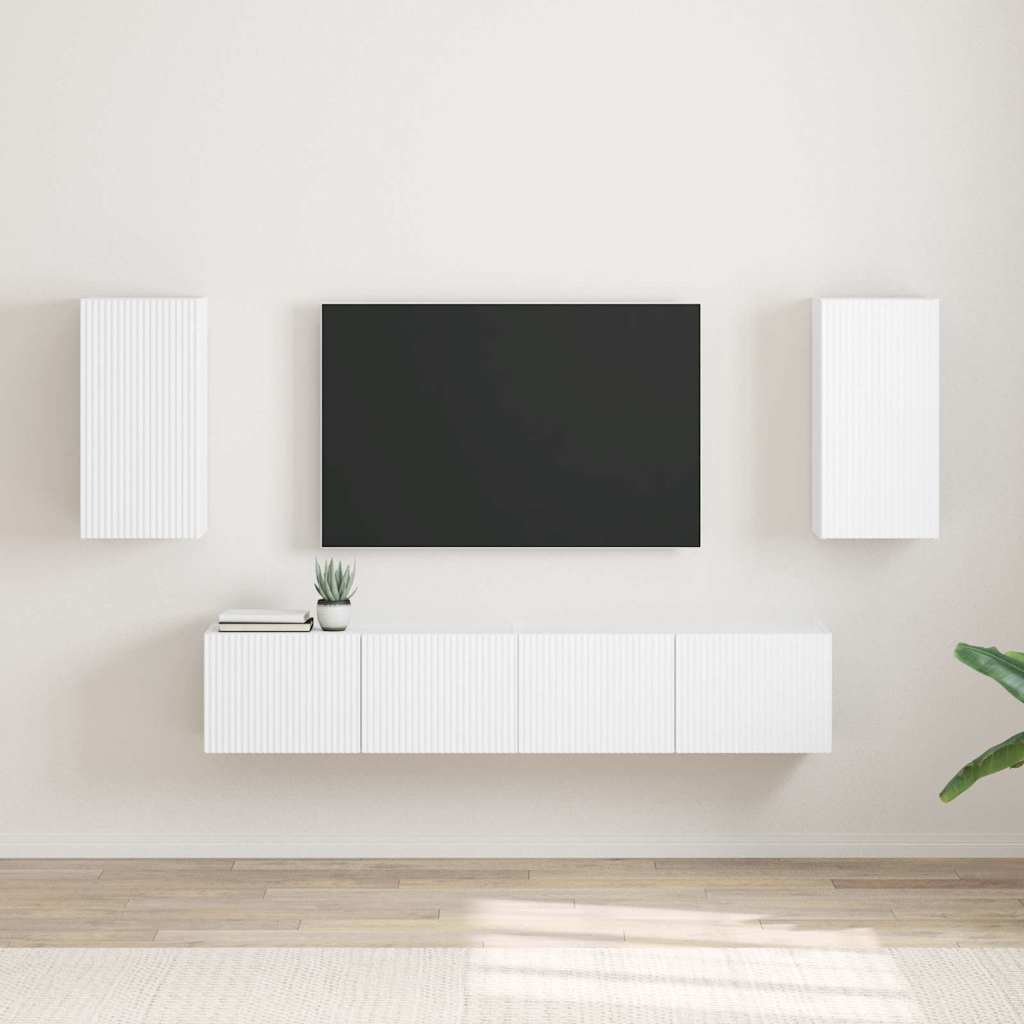 TV Wandkast 2 pcs Wit 30 x 31 x 60 cm Bewerkt hout is nu te koop bij PeponiXL, paradijselijk wonen!