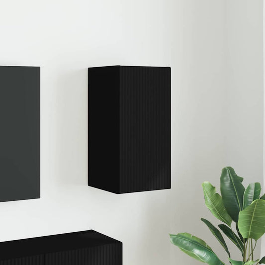 TV Wandkast Wandgemonteerd Zwart 30 x 31 x 60 cm Bewerkt hout is nu te koop bij PeponiXL, paradijselijk wonen!