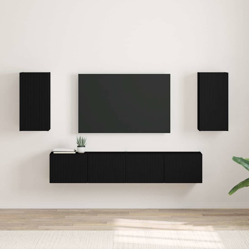 TV Wandkast 2 pcs Zwart 30 x 31 x 60 cm Bewerkt hout is nu te koop bij PeponiXL, paradijselijk wonen!