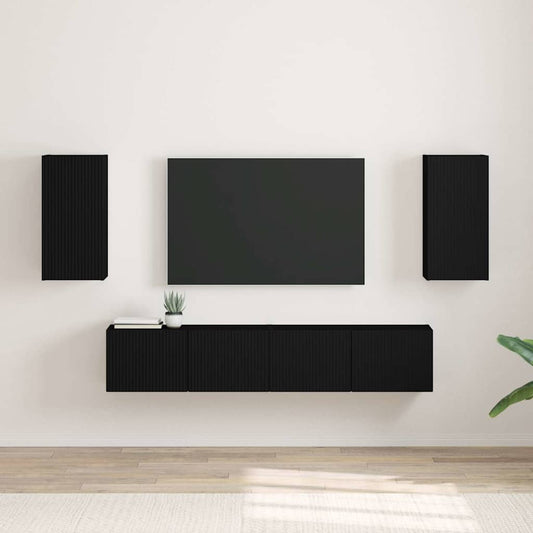 TV Wandkast 2 pcs Zwart 30 x 31 x 60 cm Bewerkt hout is nu te koop bij PeponiXL, paradijselijk wonen!