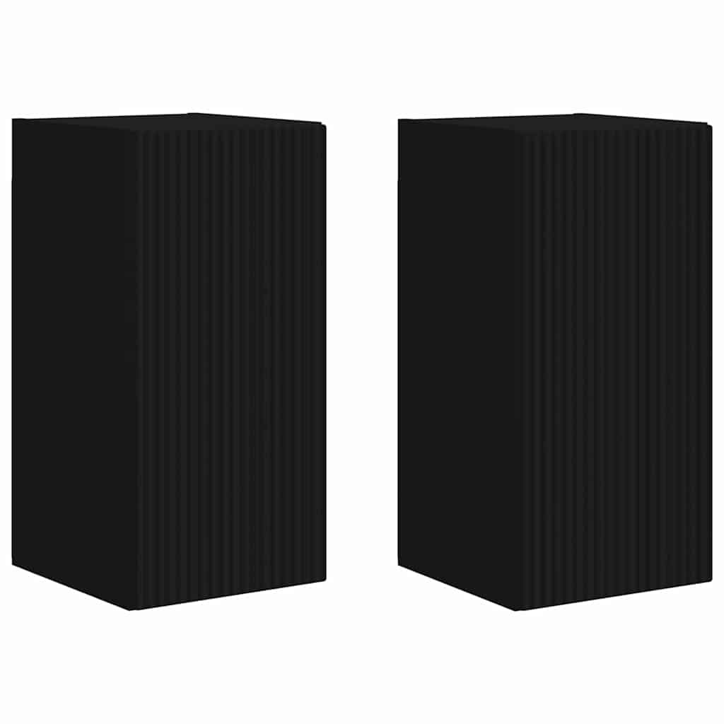 TV Wandkast 2 pcs Zwart 30 x 31 x 60 cm Bewerkt hout is nu te koop bij PeponiXL, paradijselijk wonen!