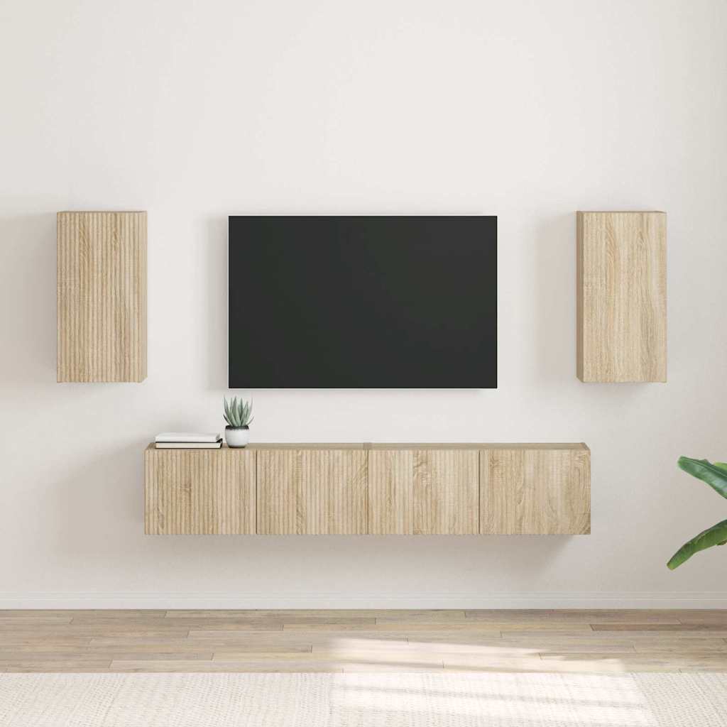 TV Wandkast 2 pcs Sonoma 30 x 31 x 60 cm Bewerkt hout is nu te koop bij PeponiXL, paradijselijk wonen!