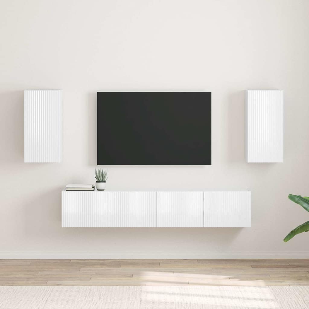 TV Wandkast 2 pcs Glanzend Wit 30 x 31 x 60 cm Bewerkt hout is nu te koop bij PeponiXL, paradijselijk wonen!