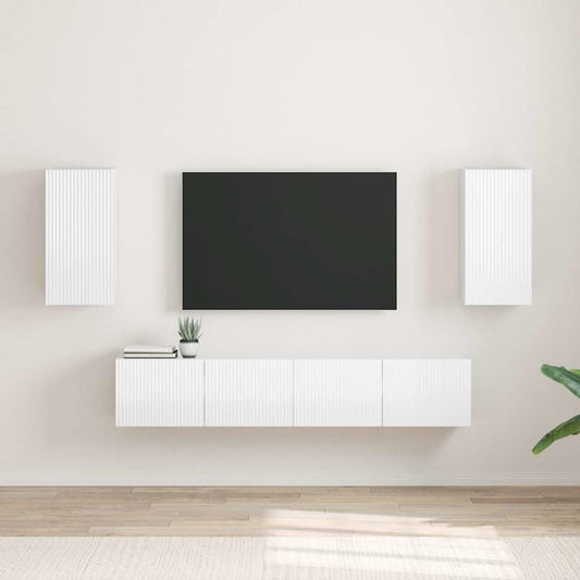 TV Wandkast 2 pcs Glanzend Wit 30 x 31 x 60 cm Bewerkt hout is nu te koop bij PeponiXL, paradijselijk wonen!