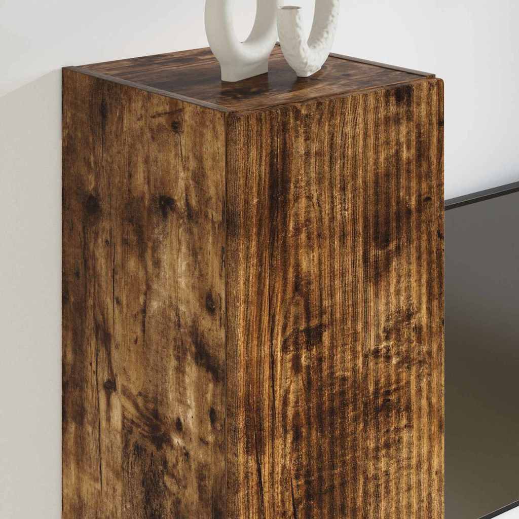 TV Wandkast 2 pcs Gerookt eiken 30 x 31 x 60 cm Bewerkt hout is nu te koop bij PeponiXL, paradijselijk wonen!