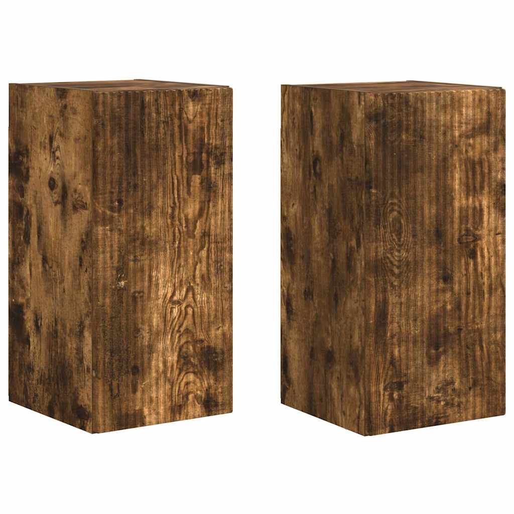 TV Wandkast 2 pcs Gerookt eiken 30 x 31 x 60 cm Bewerkt hout is nu te koop bij PeponiXL, paradijselijk wonen!