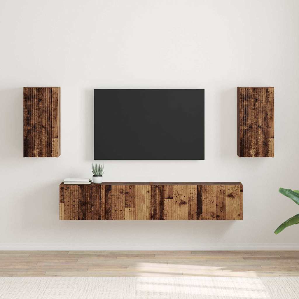 TV Wandkast 2 pcs Oud Hout 30 x 31 x 60 cm Bewerkt hout is nu te koop bij PeponiXL, paradijselijk wonen!