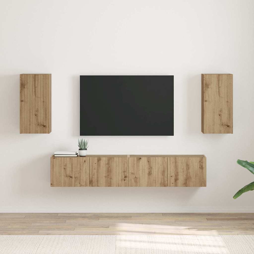 TV Wandkast 2 pcs Ambachtelijk eiken 30 x 31 x 60 cm is nu te koop bij PeponiXL, paradijselijk wonen!