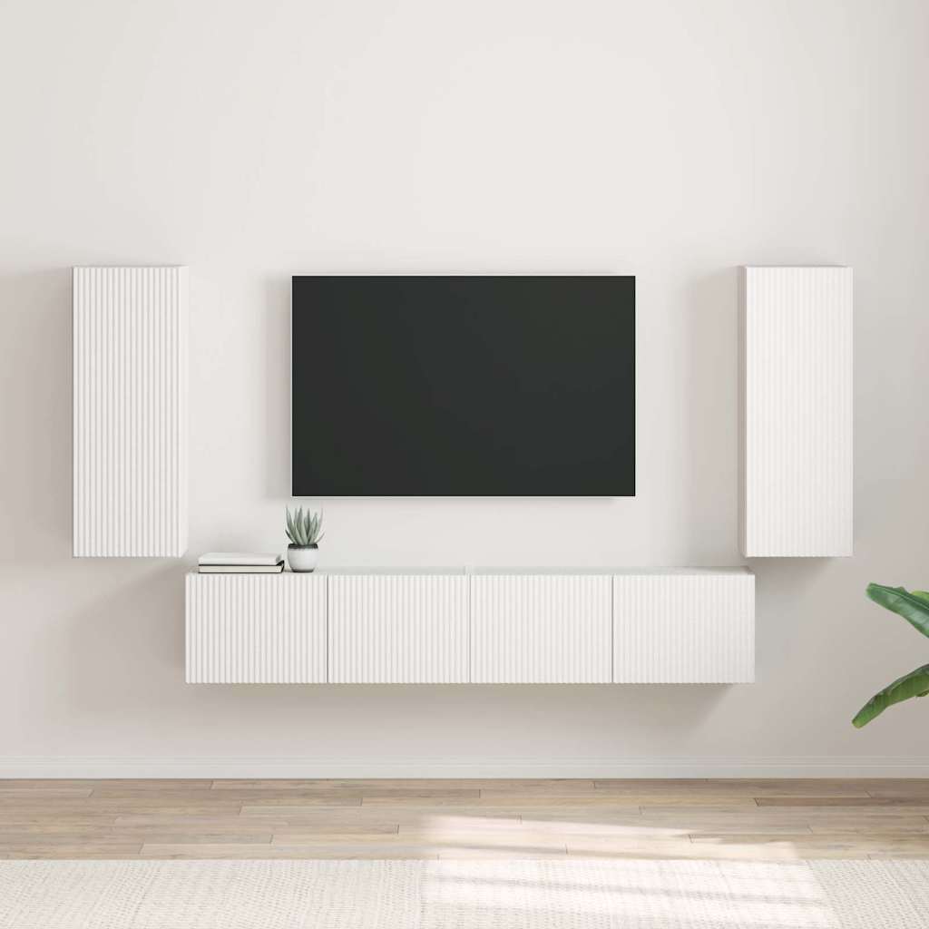 TV Wandkast 2 pcs Wit 30 x 31 x 80 cm Bewerkt hout is nu te koop bij PeponiXL, paradijselijk wonen!