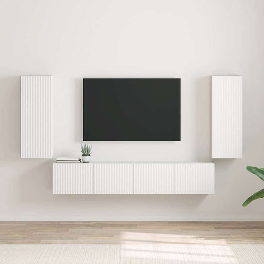 TV Wandkast 2 pcs Wit 30 x 31 x 80 cm Bewerkt hout is nu te koop bij PeponiXL, paradijselijk wonen!
