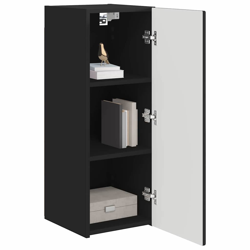 TV Wandkast Wandgemonteerd Zwart 30 x 31 x 80 cm Bewerkt hout is nu te koop bij PeponiXL, paradijselijk wonen!