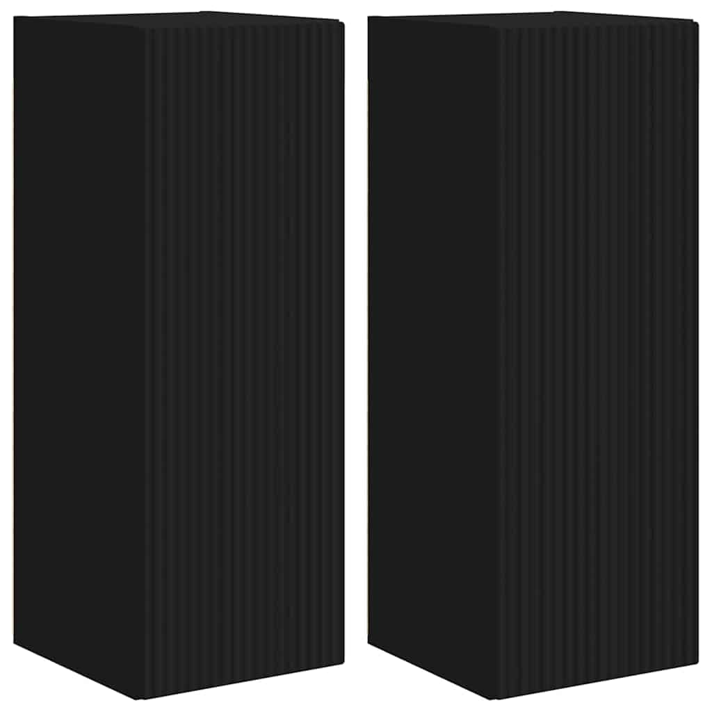 TV Wandkast 2 pcs Zwart 30 x 31 x 80 cm Bewerkt hout is nu te koop bij PeponiXL, paradijselijk wonen!