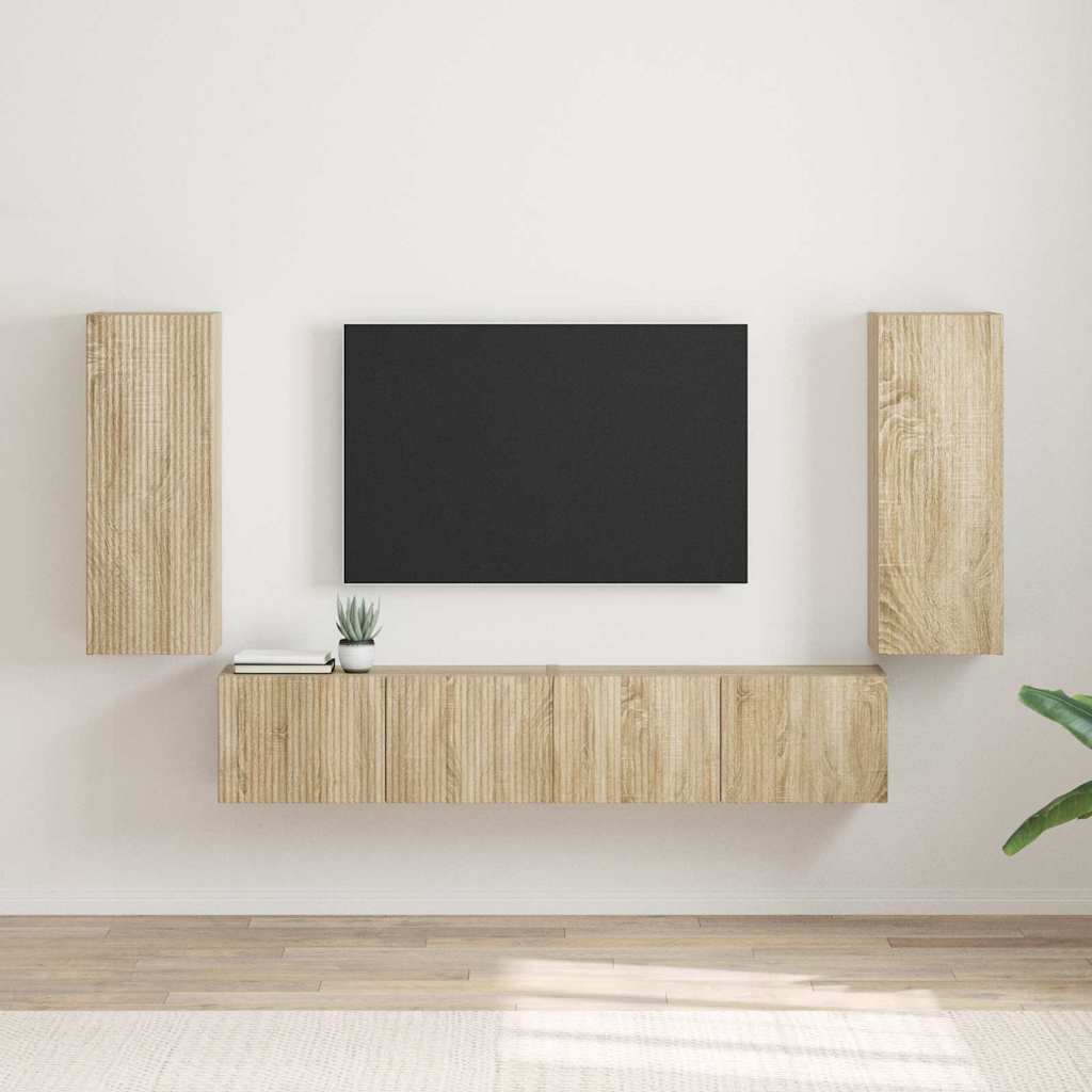 TV Wandkast 2 pcs Sonoma 30 x 31 x 80 cm Bewerkt hout is nu te koop bij PeponiXL, paradijselijk wonen!