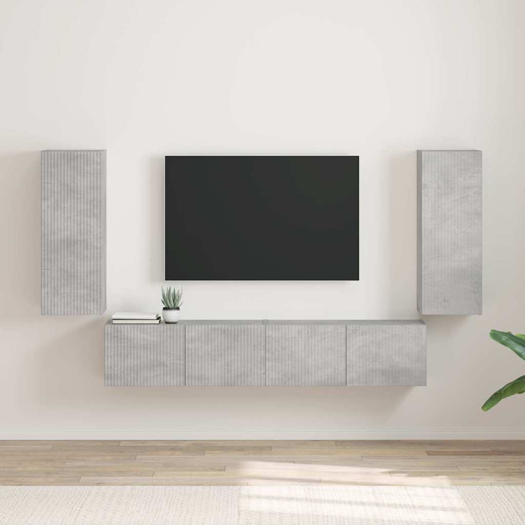 TV Wandkast 2 pcs Beton 30 x 31 x 80 cm Bewerkt hout is nu te koop bij PeponiXL, paradijselijk wonen!