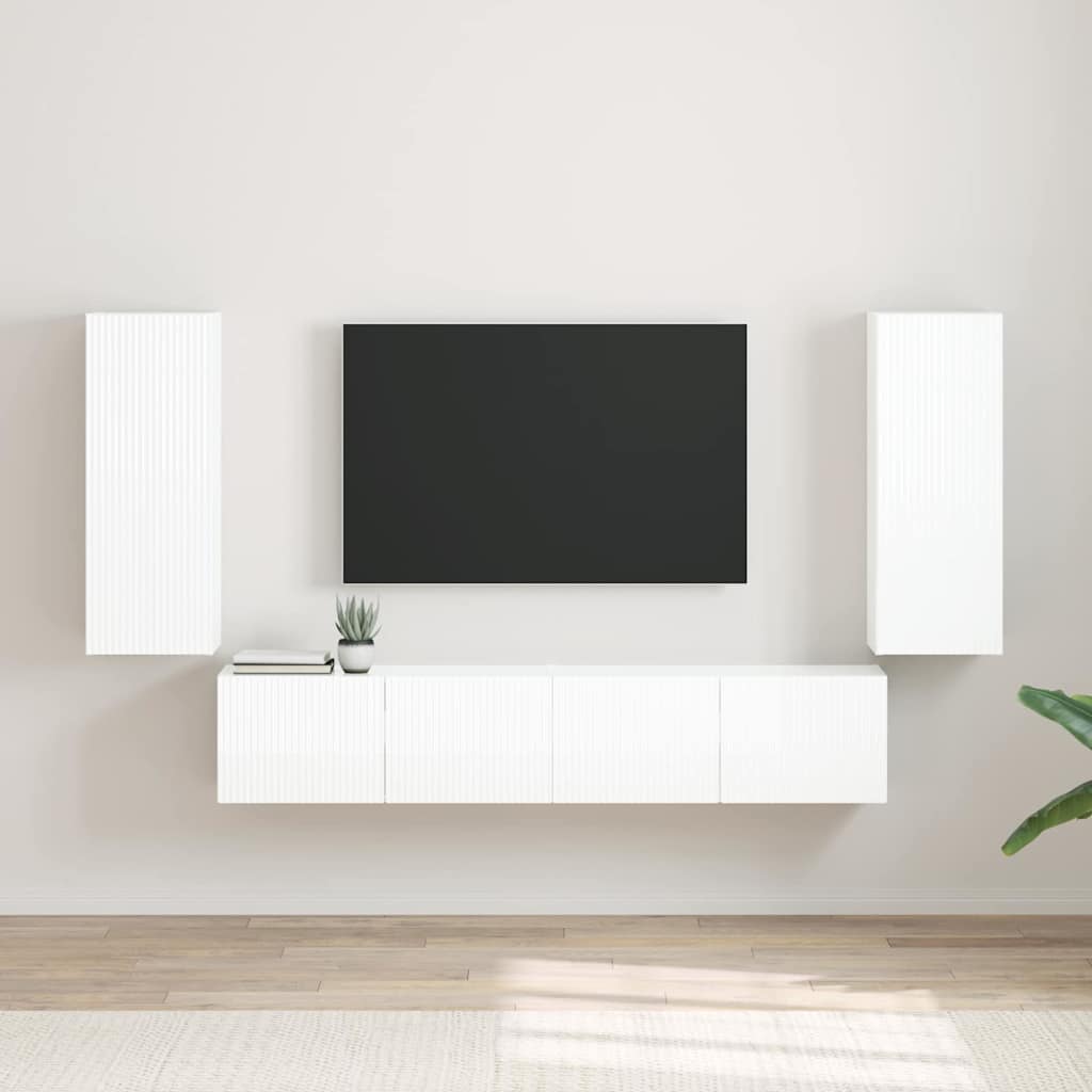 TV Wandkast 2 pcs Glanzend Wit 30 x 31 x 80 cm Bewerkt hout is nu te koop bij PeponiXL, paradijselijk wonen!