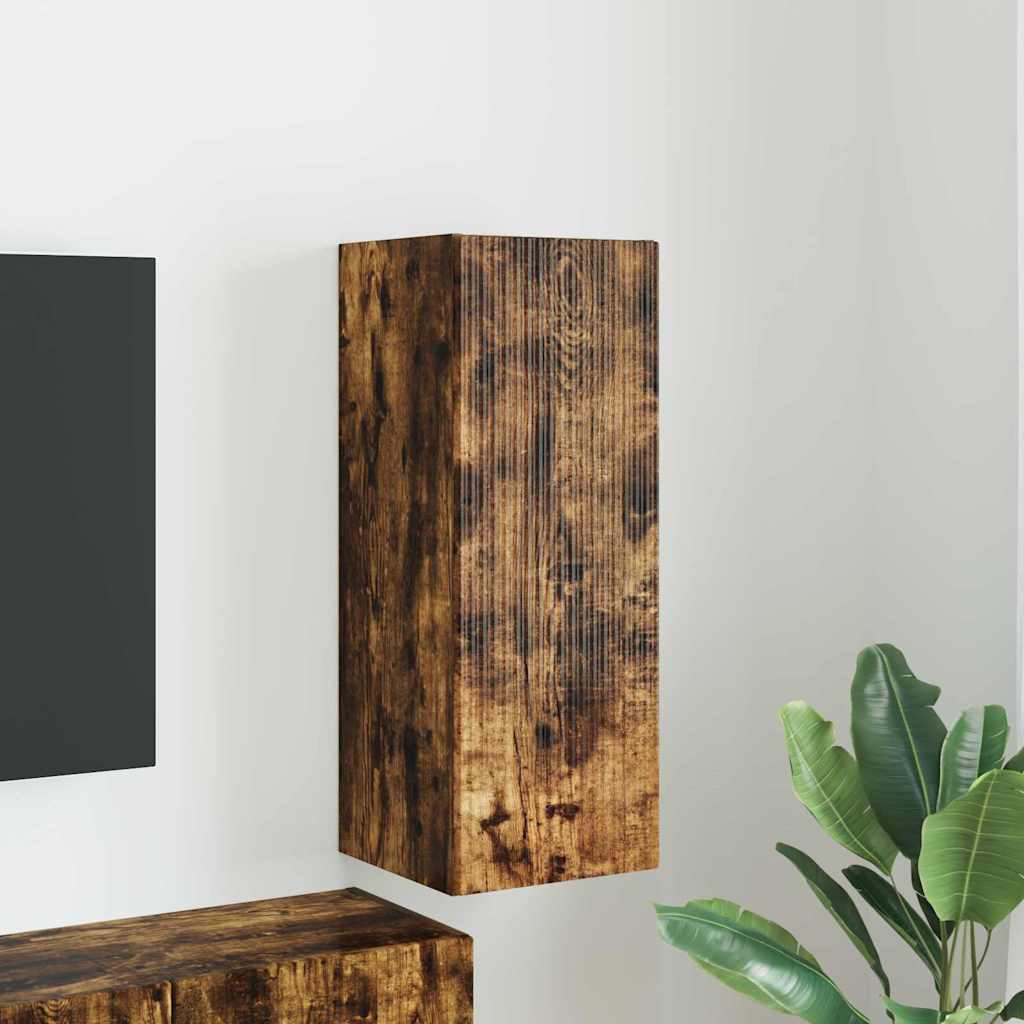 TV Wandkast Gerookt eiken 30 x 31 x 80 cm Bewerkt hout is nu te koop bij PeponiXL, paradijselijk wonen!