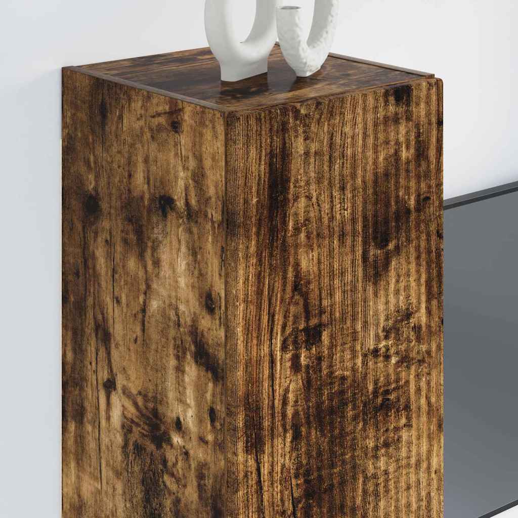 TV Wandkast 2 pcs Gerookt eiken 30 x 31 x 80 cm Bewerkt hout is nu te koop bij PeponiXL, paradijselijk wonen!